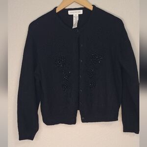 Jones New York Black Beaded Cardigan